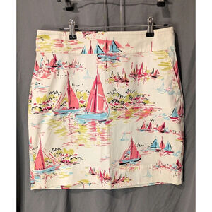 Talbots New Pencil Skirt Sailboats Size 10 Women's Nautical